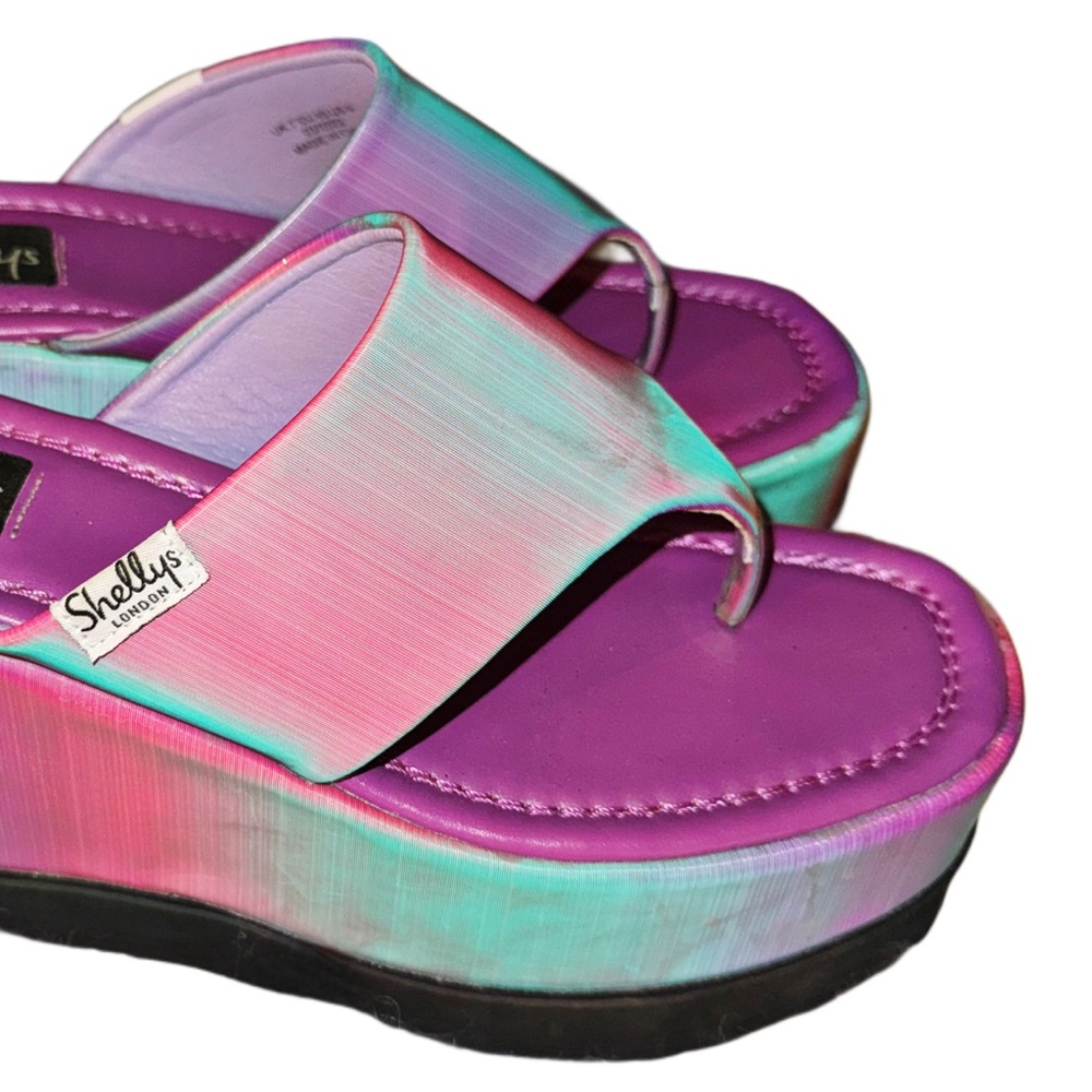 🔥HP🔥Shellys London for Dolls Kill Purple Ombre Klub Platform Wedges - Picture 6 of 13